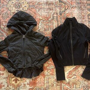 Lululemon lot of 2 cropped jackets one hoody front zip size 6 EUC retail $250